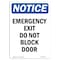 Signmission OSHA Notice Sign, Emergency Exit Do Not Block Door, 10in X 7in Aluminum, 7"W, 10" L, Portrait OS-NS-A-710-V-11805 - alternate 1